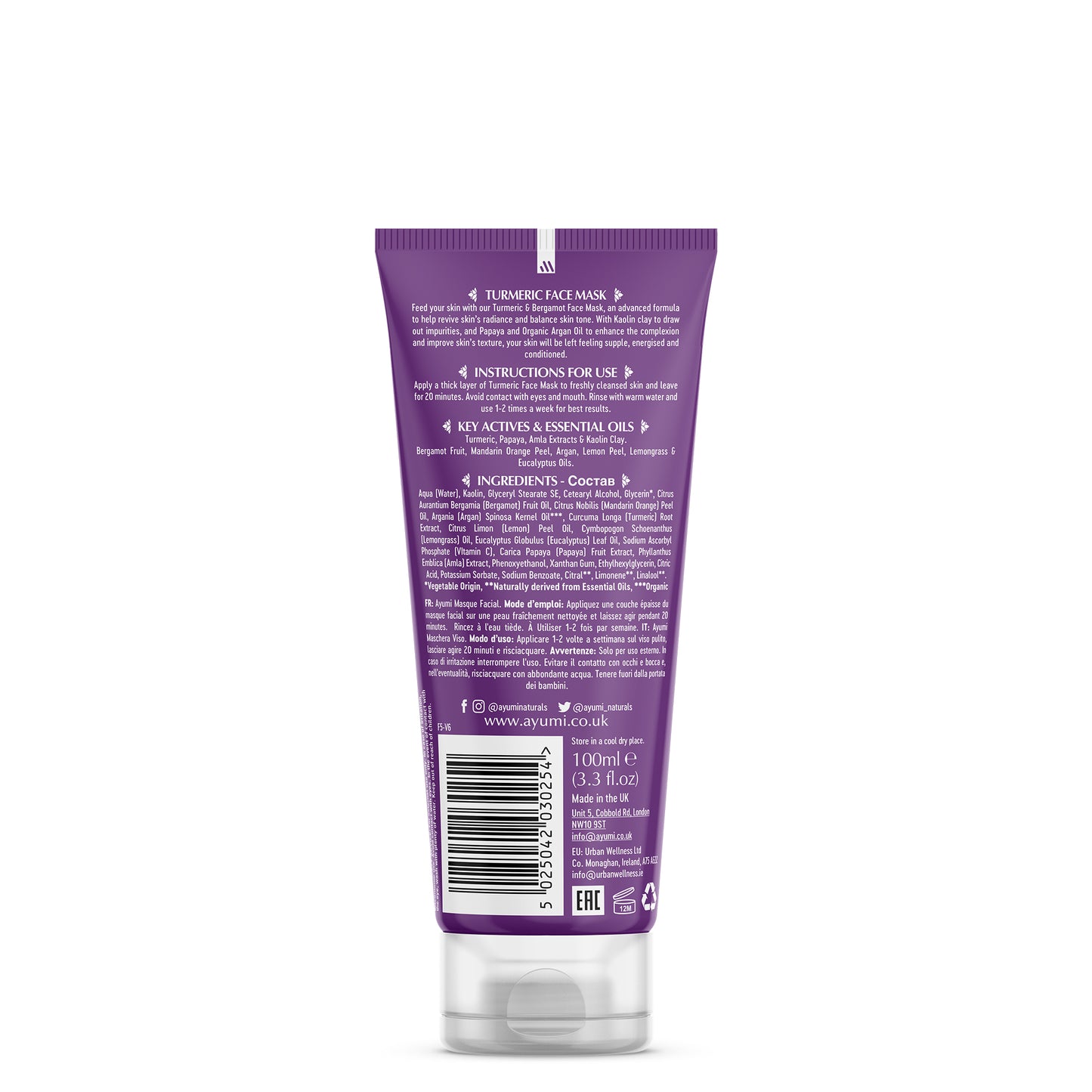 Masque Visage Curcuma & Bergamot - 100ml