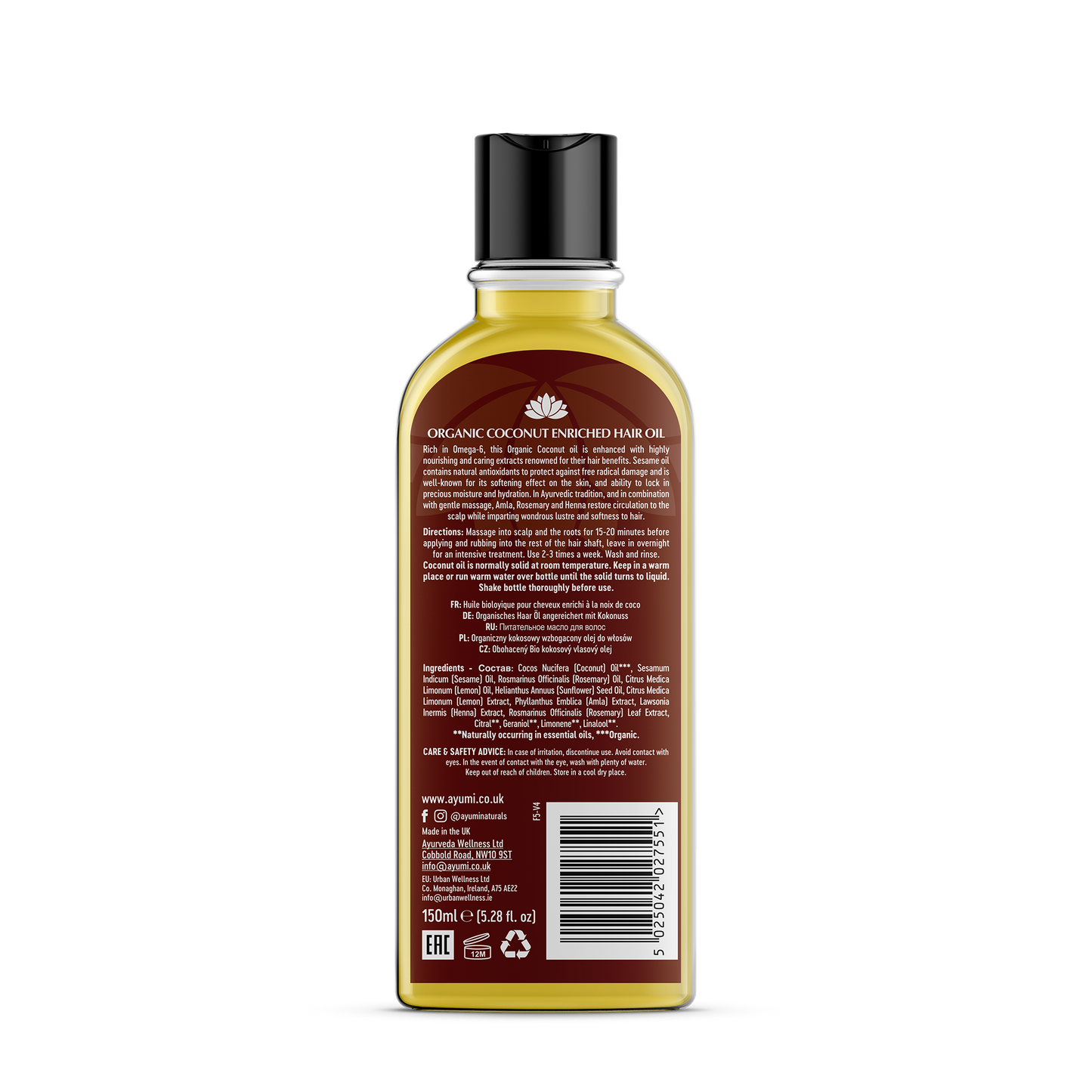 Huile Capillaire de Noix de Coco Enrichie - 150ml